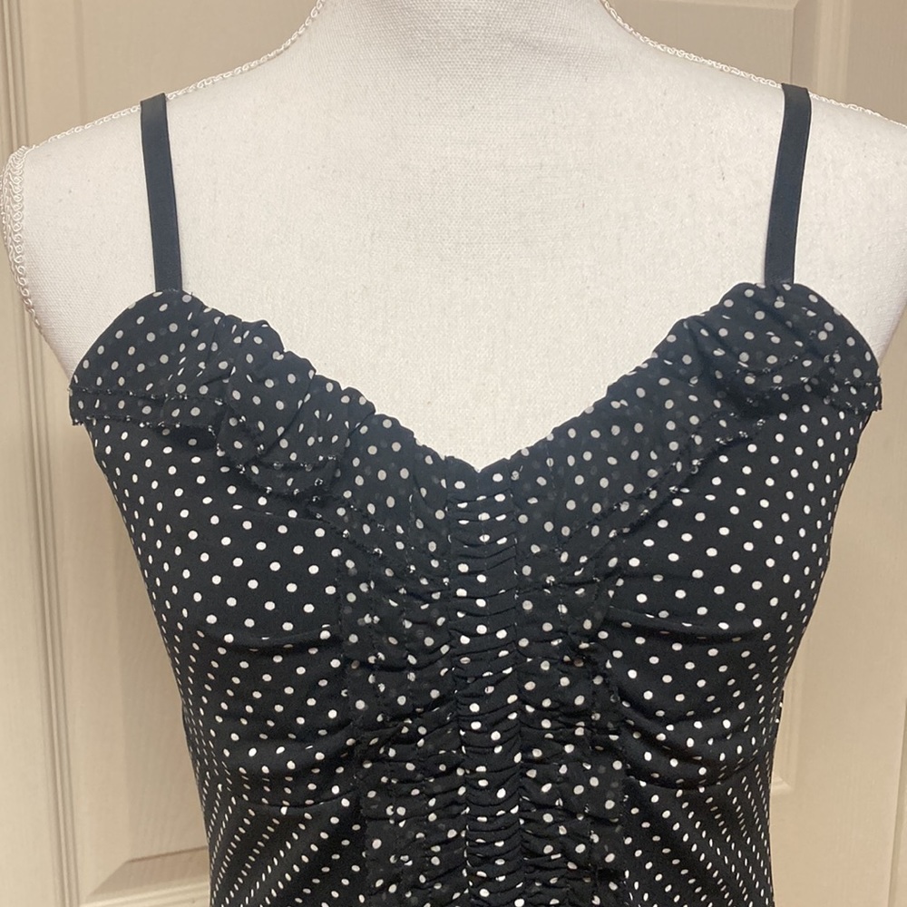White House Black Market Dot Ruffle Front Camisole Size S - Picture 2 of 11